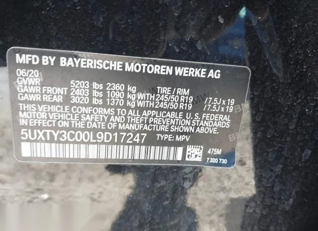 5UXTY3C00L9D17247 2020 2020 BMW X3- Sdrive30I 9