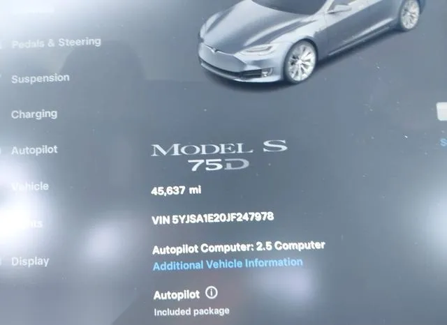 5YJSA1E20JF247978 2018 2018 Tesla Model S- 100D/75D/P100D 7