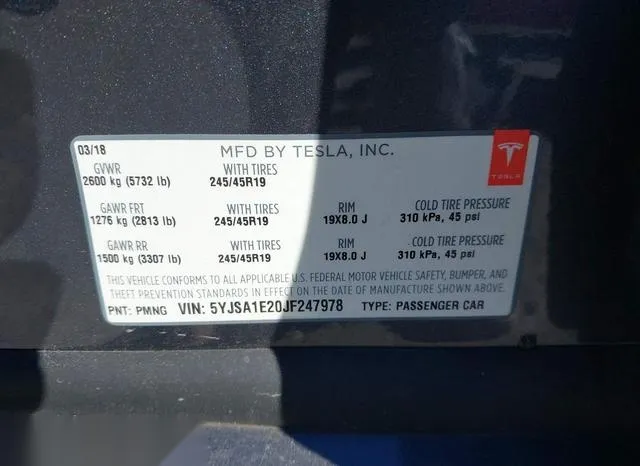 5YJSA1E20JF247978 2018 2018 Tesla Model S- 100D/75D/P100D 9