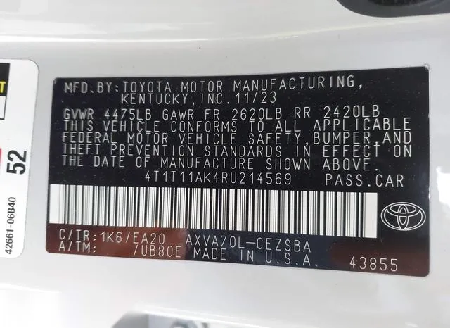 4T1T11AK4RU214569 2024 2024 Toyota Camry- SE 9