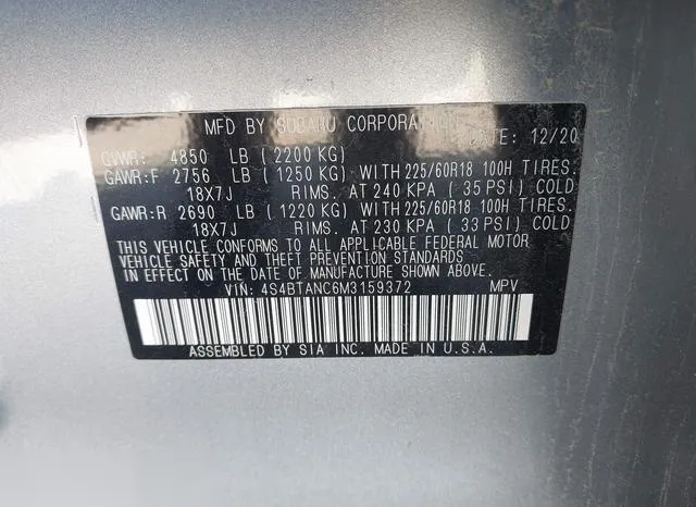 4S4BTANC6M3159372 2021 2021 Subaru Outback- Limited 9