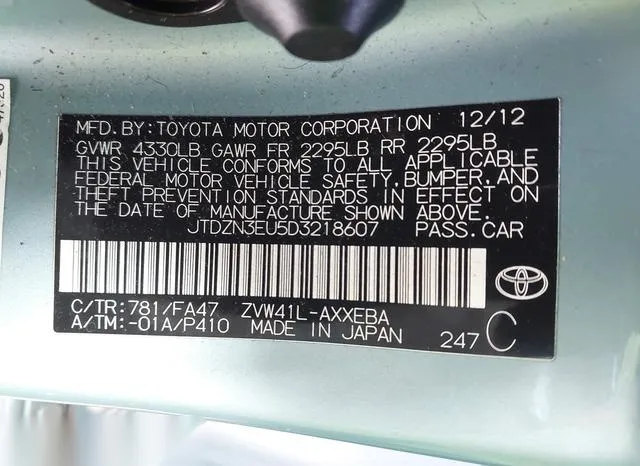 JTDZN3EU5D3218607 2013 2013 Toyota Prius- V Three 9