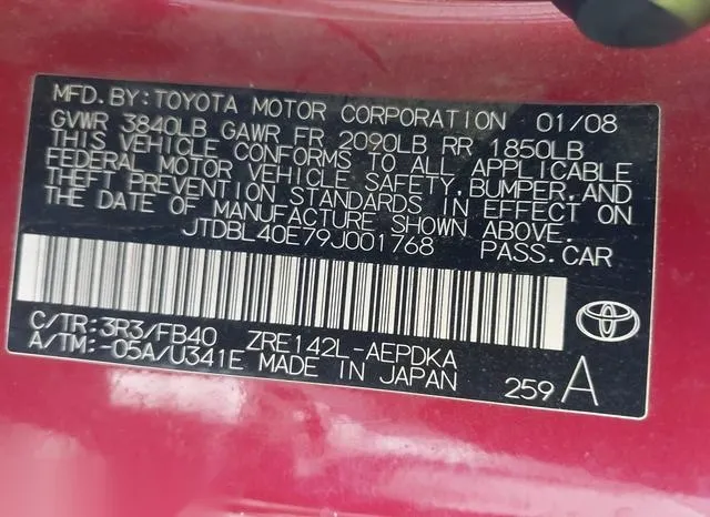 JTDBL40E79J001768 2009 2009 Toyota Corolla- LE 9