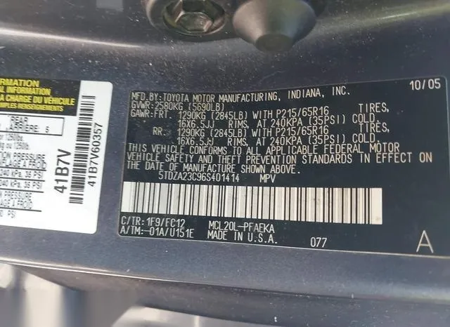 5TDZA23C96S401414 2006 2006 Toyota Sienna- LE 9