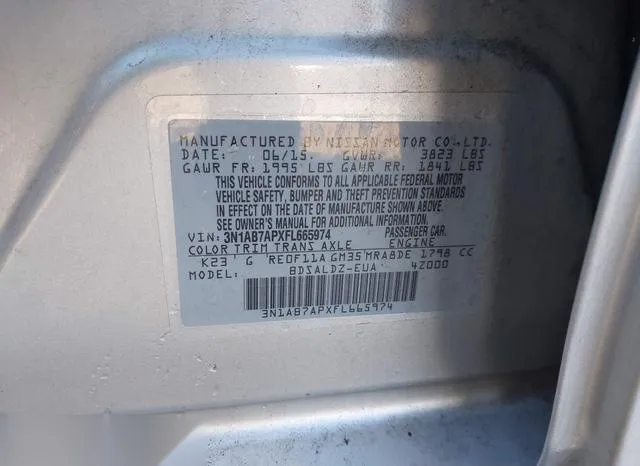 3N1AB7APXFL665974 2015 2015 Nissan Sentra- Fe- S/S/Sl/Sr/Sv 9