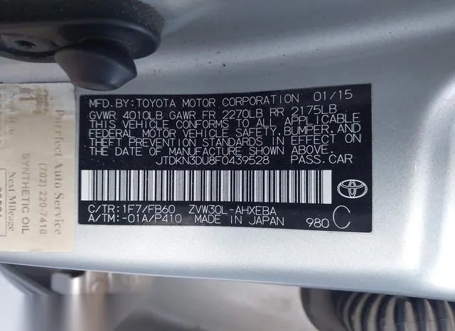 JTDKN3DU8F0439528 2015 2015 Toyota Prius- Two 9