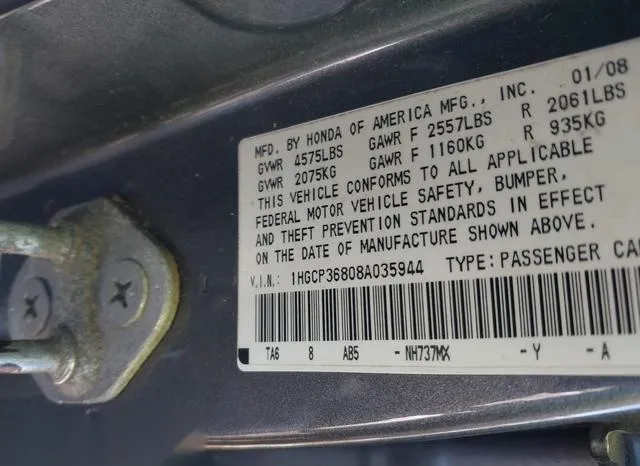 1HGCP36808A035944 2008 2008 Honda Accord- 3-5 Ex-L 9