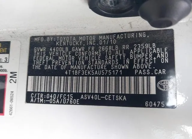 4T1BF3EK5AU575171 2010 2010 Toyota Camry- SE 9