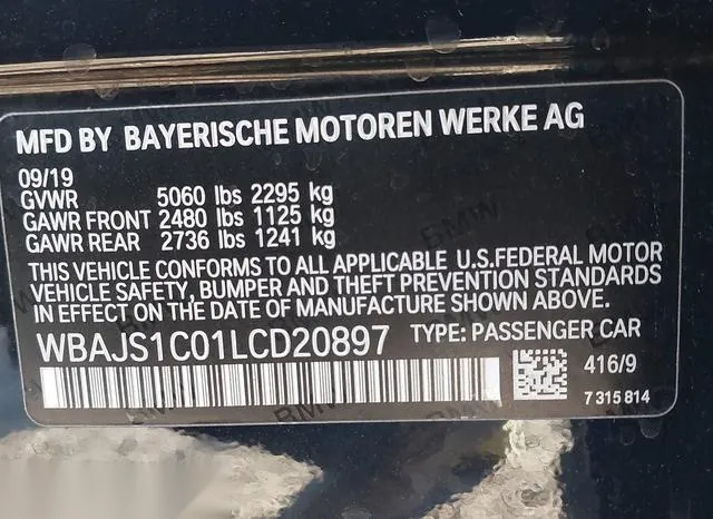 WBAJS1C01LCD20897 2020 2020 BMW 5 Series- 540 I 9