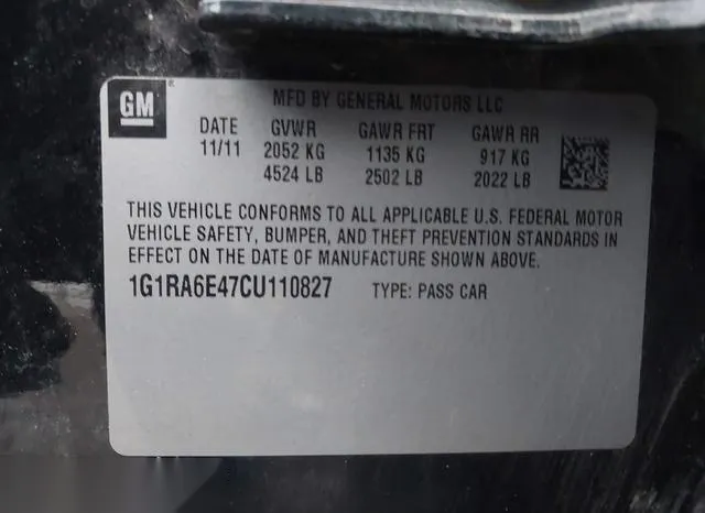 1G1RA6E47CU110827 2012 2012 Chevrolet Volt 9