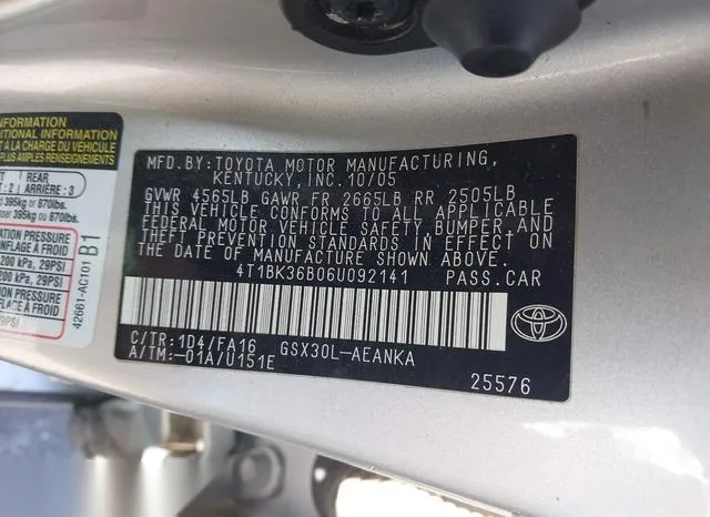 4T1BK36B06U092141 2006 2006 Toyota Avalon- XL 9