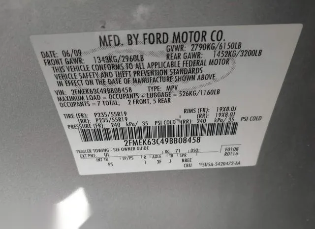 2FMEK63C49BB08458 2009 2009 Ford Flex- Limited 9