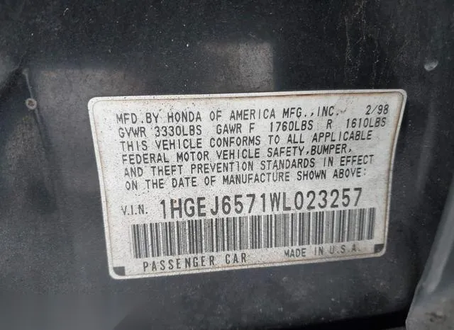 1HGEJ6571WL023257 1998 1998 Honda Civic- LX 9