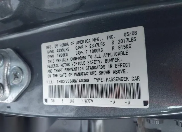 1HGCP26348A140369 2008 2008 Honda Accord- 2-4 LX 9