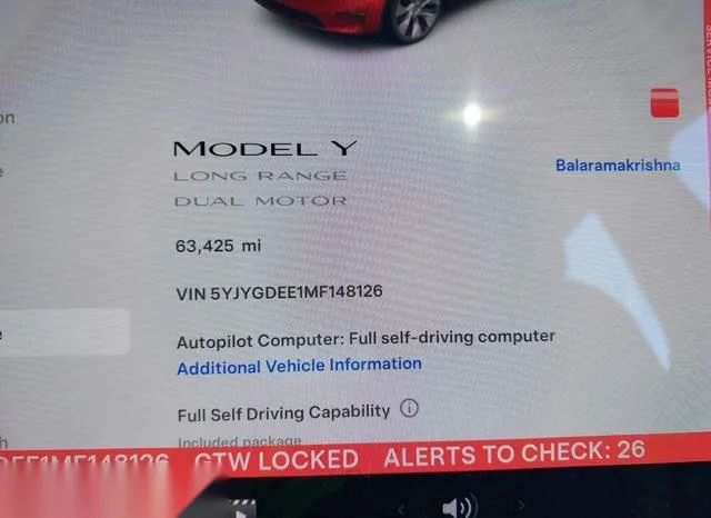 5YJYGDEE1MF148126 2021 2021 Tesla Model Y- Long Range Dual 7