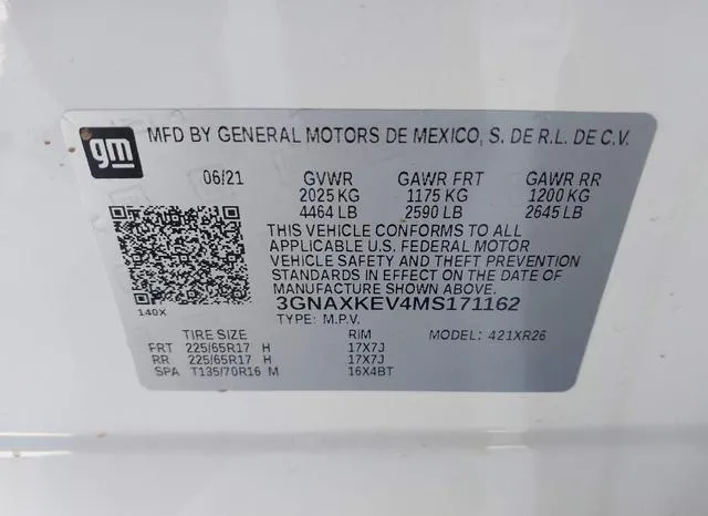 3GNAXKEV4MS171162 2021 2021 Chevrolet Equinox- Fwd Lt 9