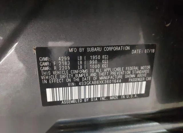 4S3GKAB6XK3601644 2019 2019 Subaru Impreza- 2-0I 9