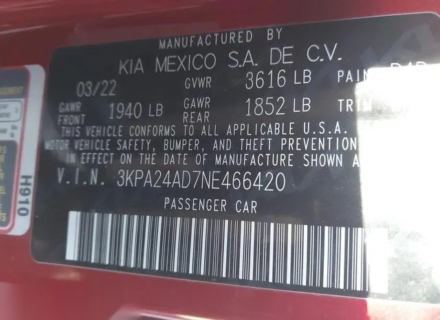 3KPA24AD7NE466420 2022 2022 KIA Rio- S 9