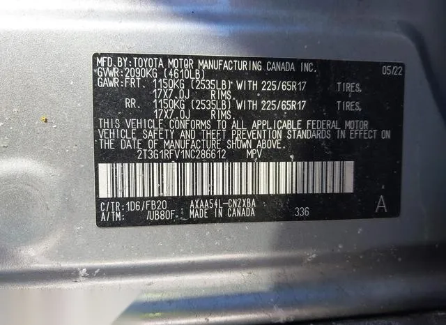 2T3G1RFV1NC286612 2022 2022 Toyota RAV4- LE 9