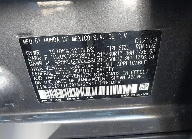 3CZRZ1H30PM727447 2023 2023 Honda HR-V- 2Wd Lx 9