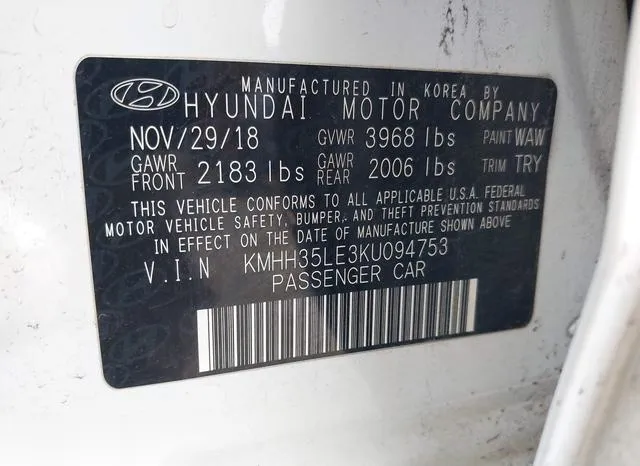 KMHH35LE3KU094753 2019 2019 Hyundai Elantra- GT 9