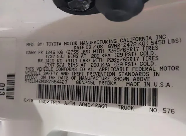 5TELU42N08Z564423 2008 2008 Toyota Tacoma- Double Cab 9