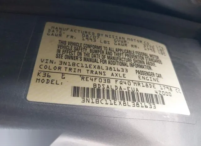 3N1BC11EX8L381633 2008 2008 Nissan Versa- 1-8S 9