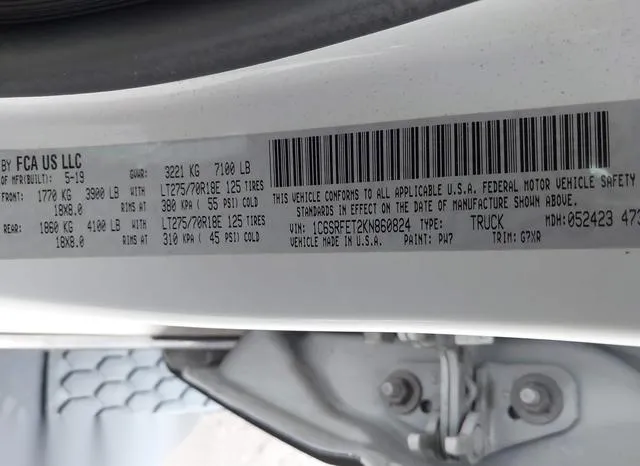 1C6SRFET2KN860824 2019 2019 RAM 1500- Rebel  4X4 6-4 Box 9