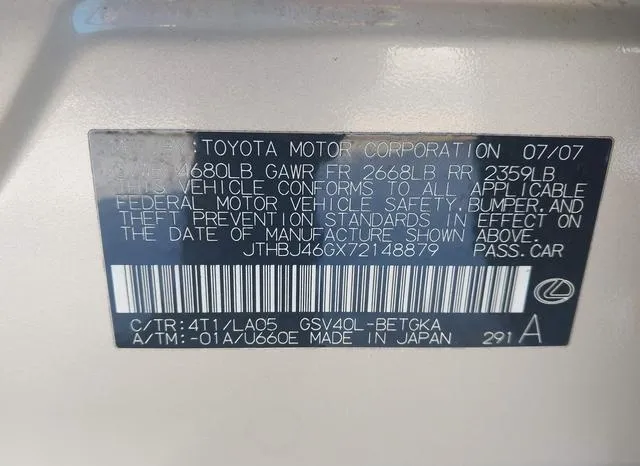 JTHBJ46GX72148879 2007 2007 Lexus ES- 350 9