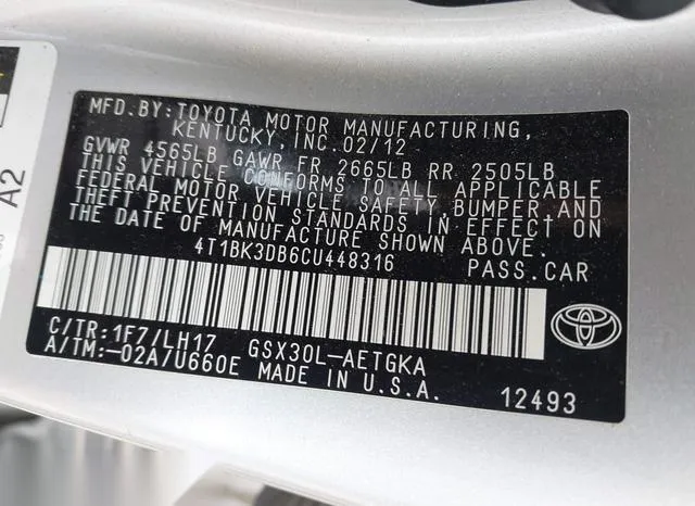 4T1BK3DB6CU448316 2012 2012 Toyota Avalon 9