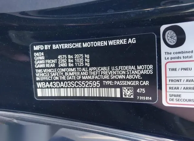 WBA43DA03SCS52595 2025 2025 BMW 4 Series- 430I 9