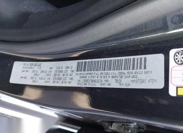 1C6RREHT9KN616110 2019 2019 RAM 1500- Limited  4X2 5-7 Box 9