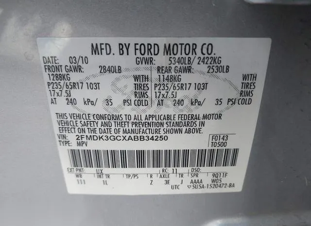 2FMDK3GCXABB34250 2010 2010 Ford Edge- SE 9