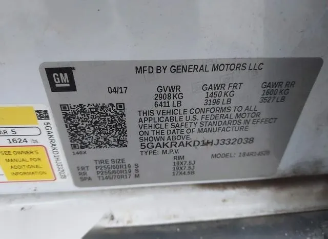 5GAKRAKD1HJ332038 2017 2017 Buick Enclave- Convenience 9