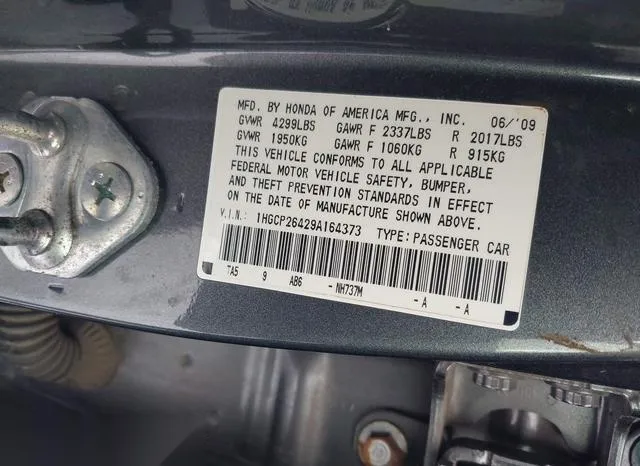 1HGCP26429A164373 2009 2009 Honda Accord- 2-4 Lx-P 9