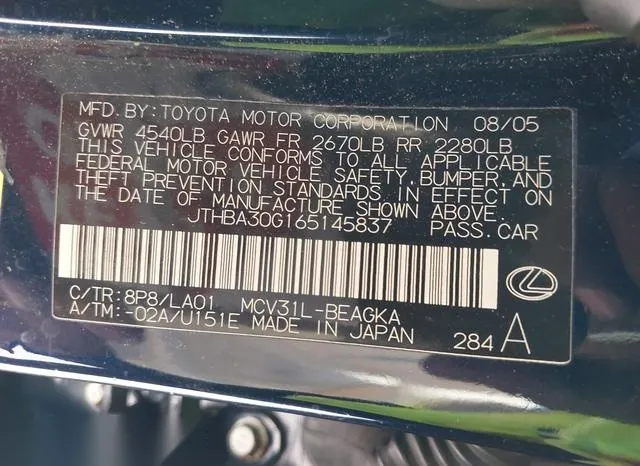 JTHBA30G165145837 2006 2006 Lexus ES- 330 9