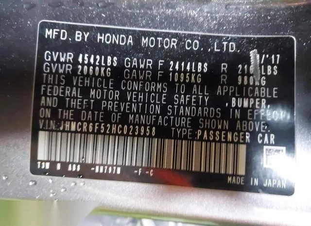 JHMCR6F52HC023958 2017 2017 Honda Accord- Hybrid Ex-L 9