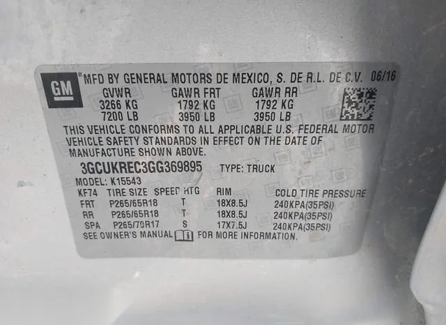 3GCUKREC3GG369895 2016 2016 Chevrolet Silverado 1500- 2LT 9