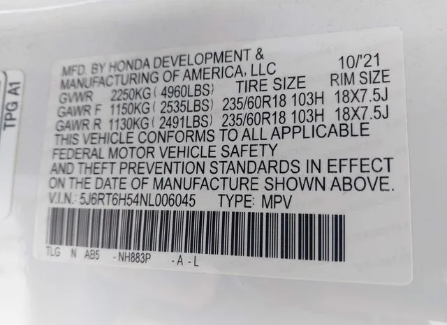 5J6RT6H54NL006045 2022 2022 Honda CR-V- Hybrid Ex 9