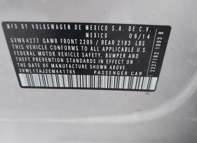 3VWL17AJ2EM441785 2014 2014 Volkswagen Jetta- 1-8T Sel 9