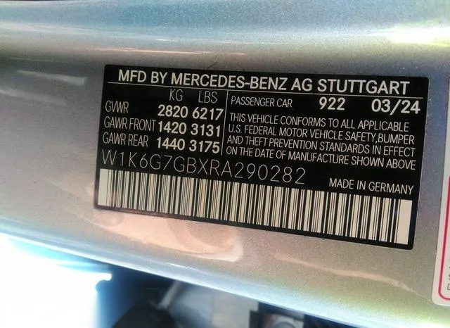 W1K6G7GBXRA290282 2024 2024 Mercedes-Benz S 580- 4Matic 9