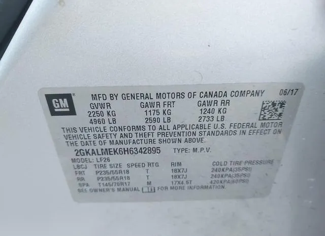 2GKALMEK6H6342895 2017 2017 GMC Terrain- Sle-1 9