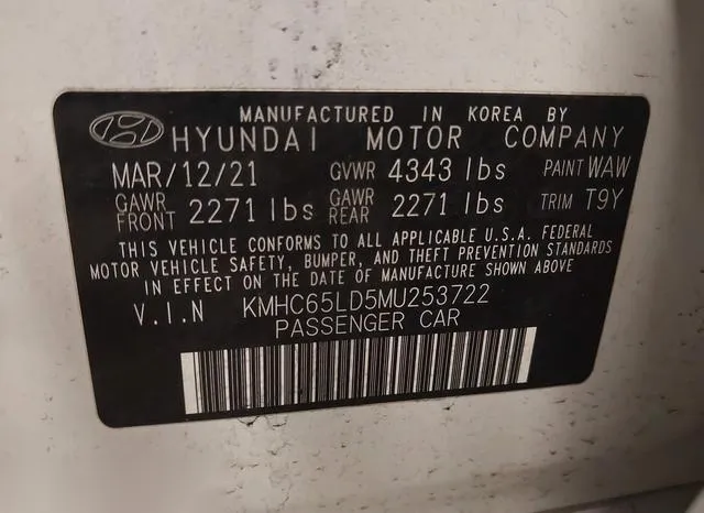 KMHC65LD5MU253722 2021 2021 Hyundai Ioniq- Plug-In Hybrid SE 9