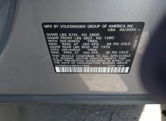 1V2WR2CA9RC577040 2024 2024 Volkswagen Atlas- 2-0T Se W/Tec 9