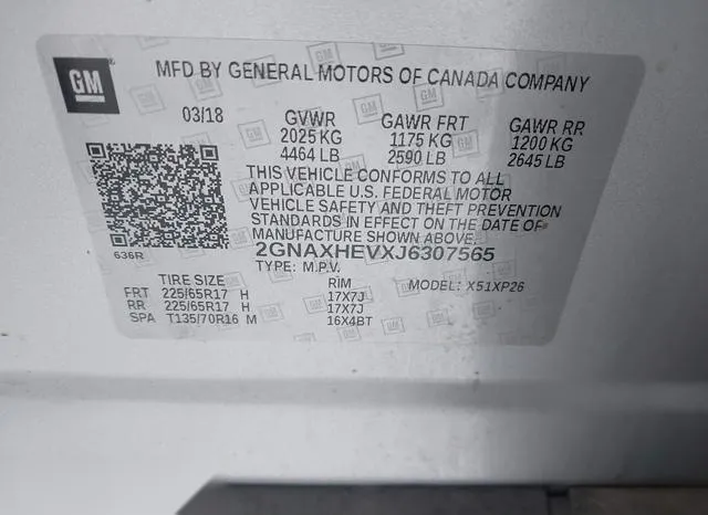 2GNAXHEVXJ6307565 2018 2018 Chevrolet Equinox- LS 9