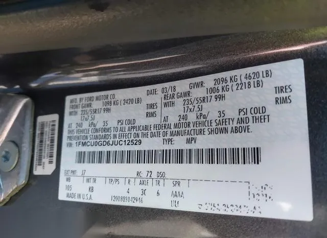 1FMCU0GD6JUC12529 2018 2018 Ford Escape- SE 9