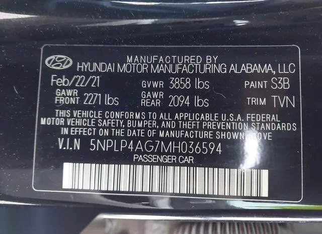 5NPLP4AG7MH036594 2021 2021 Hyundai Elantra- Limited 9