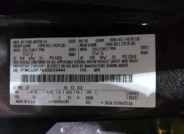 1FMCU0F76JUD33444 2018 2018 Ford Escape- S 9