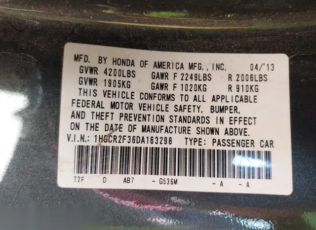 1HGCR2F36DA163298 2013 2013 Honda Accord- LX 9