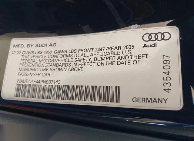 WAUEAAF44PN007143 2023 2023 Audi A4- Premium Plus 45 Tfsi S 9